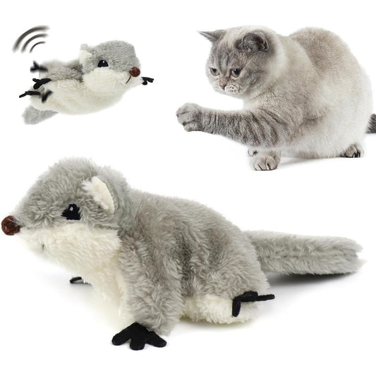 Flapping Squirrel Cat Toy – Lifelike Motion, Rechargeable & Catnip-Infused - My Store